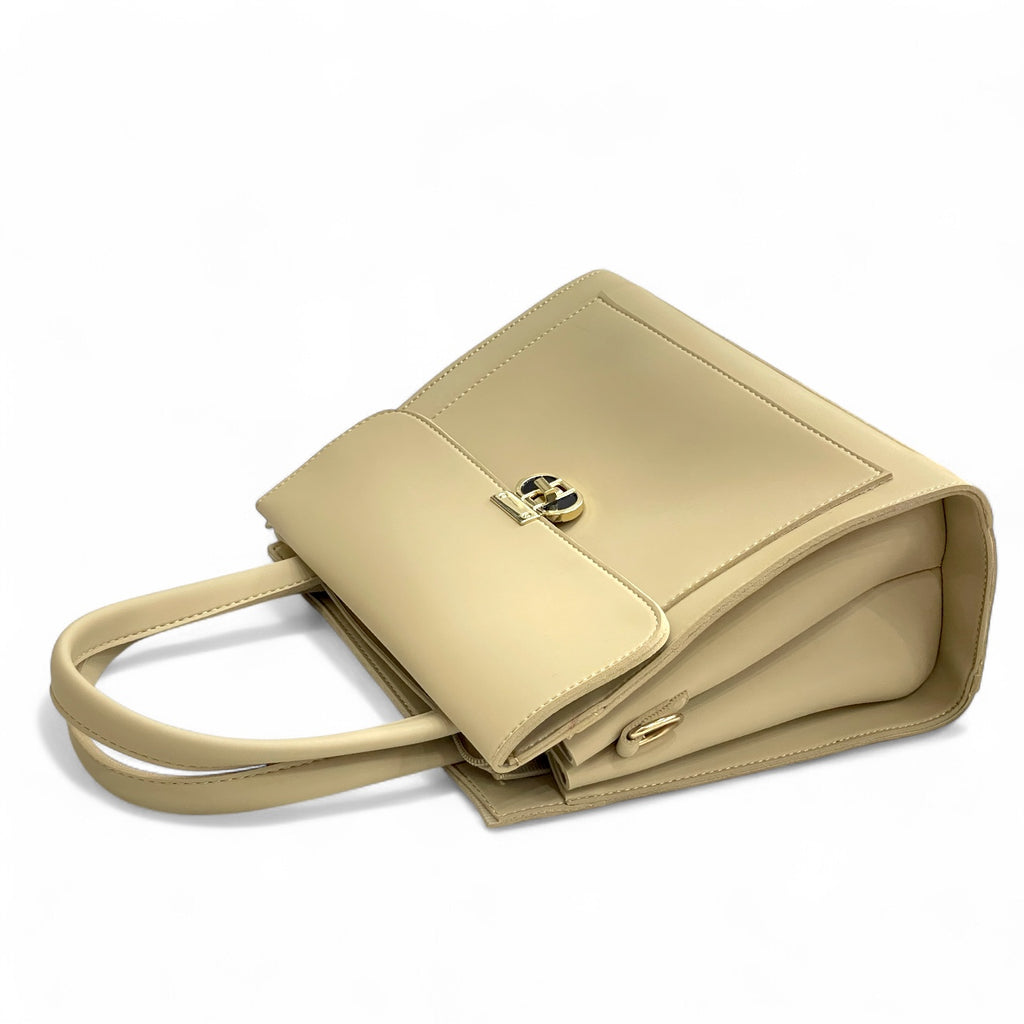The Beige Executive Clasp Satchel – with a free gift - Sheen by Shakila
