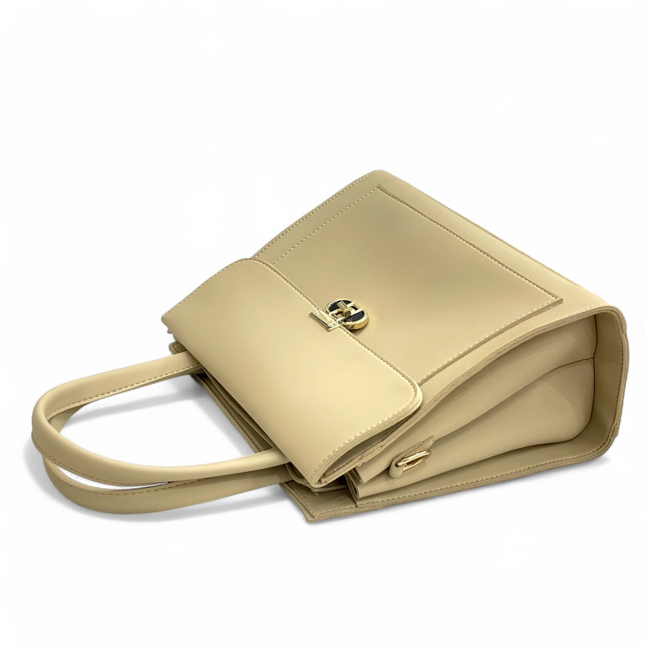 The Beige Executive Clasp Satchel – with a free gift - Sheen by Shakila