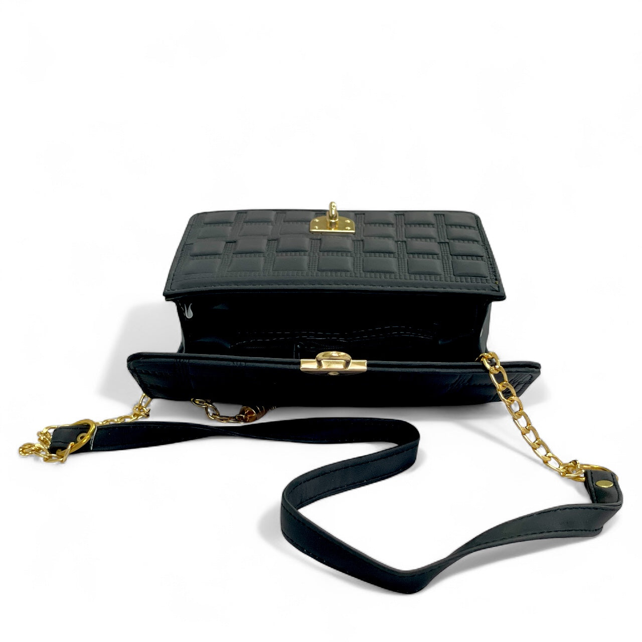 Black kickza Shoulder and Crossbody Bag with Gold Chain & Tassel – With a Gift