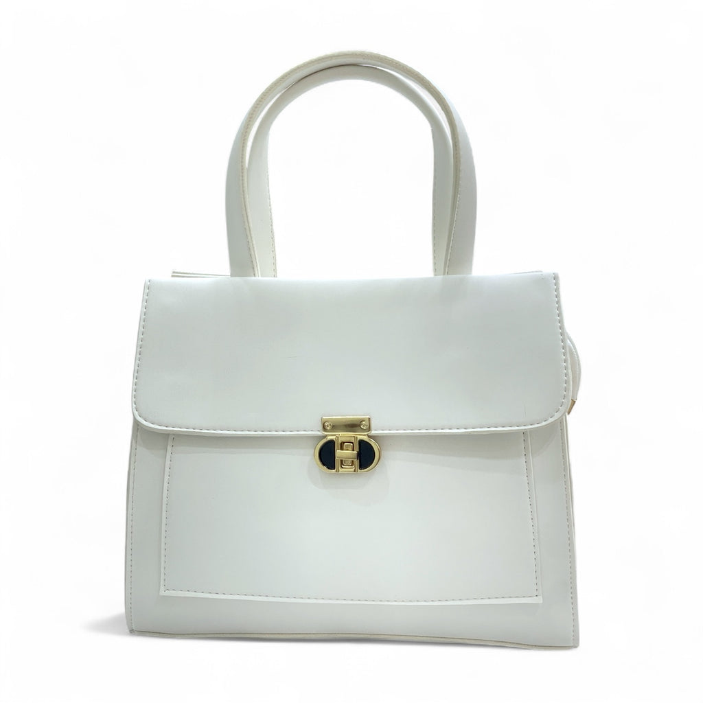 The white Executive Clasp Satchel – with a free gift - Sheen by Shakila