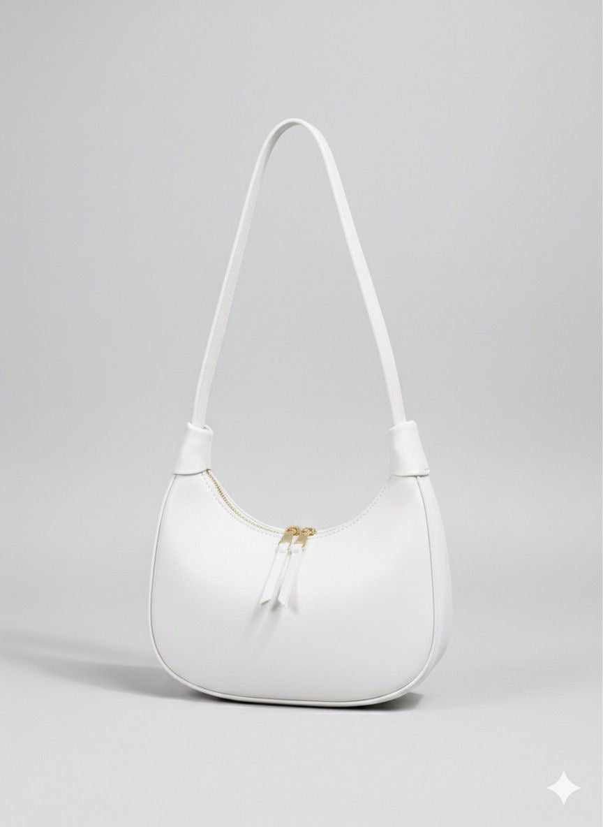White Crescent Hobo bag – Minimalist Women’s Handbag | Sheen by Shakila