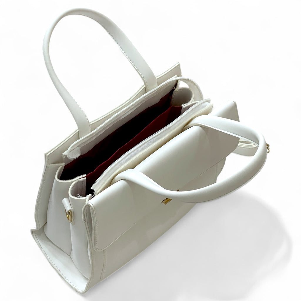The white Executive Clasp Satchel – with a free gift - Sheen by Shakila