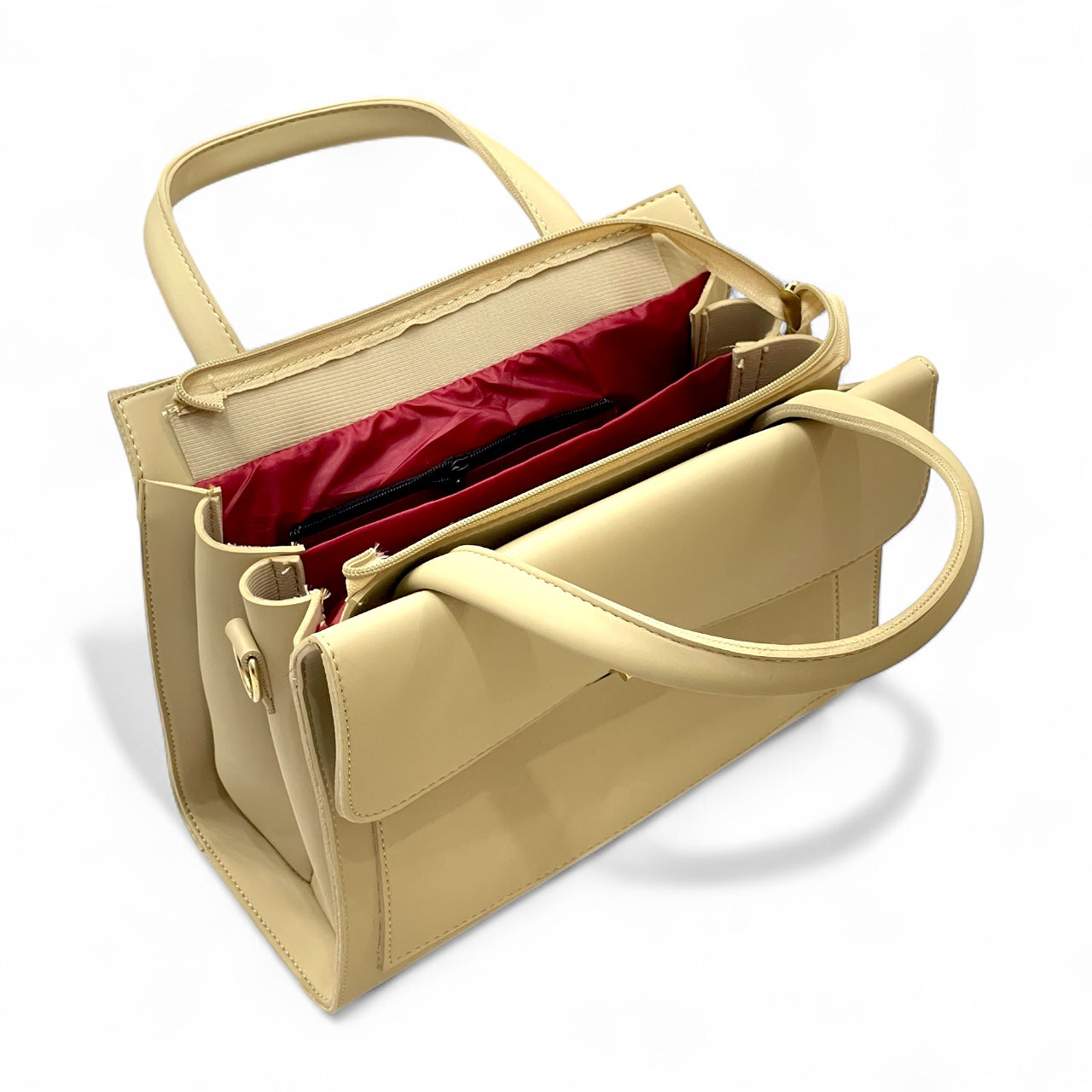 The Beige Executive Clasp Satchel – with a free gift - Sheen by Shakila