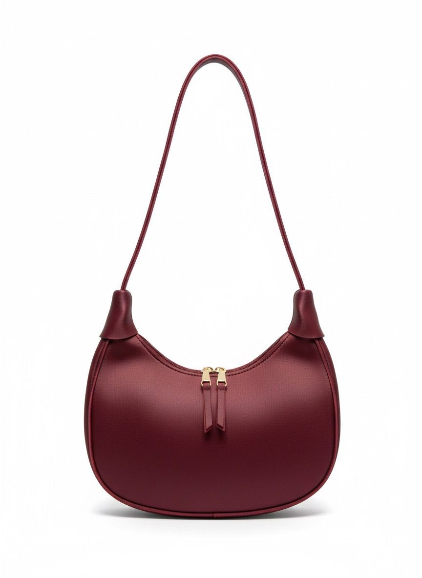 Maroon Crescent Hobo bag – Minimalist Women’s Handbag | Sheen by Shakila