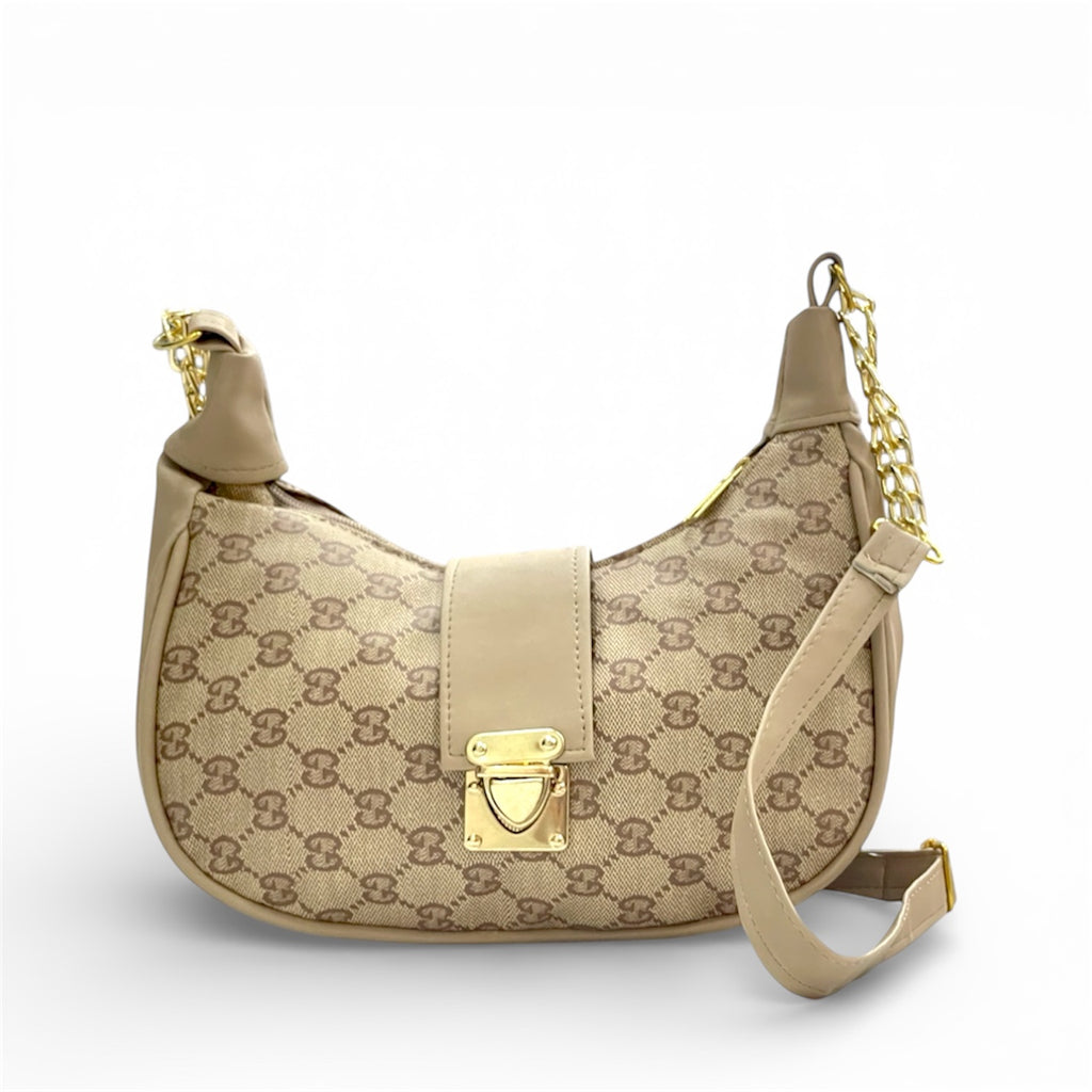 Beige Moon Bag – Elegant Shoulder & Crossbody