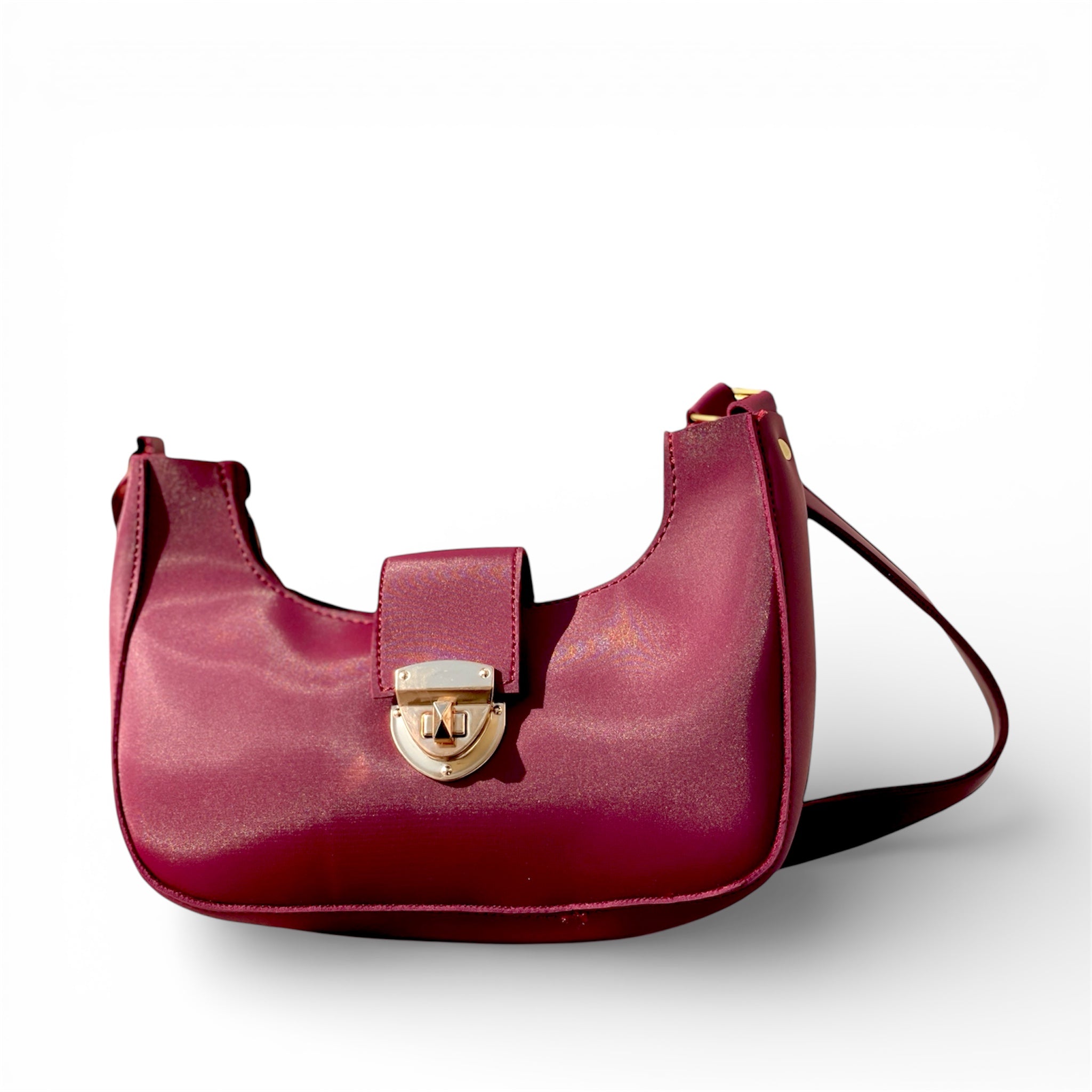 Maroon Elegant Half Moon Bag – Women’s Shoulder & Crossbody Handbag