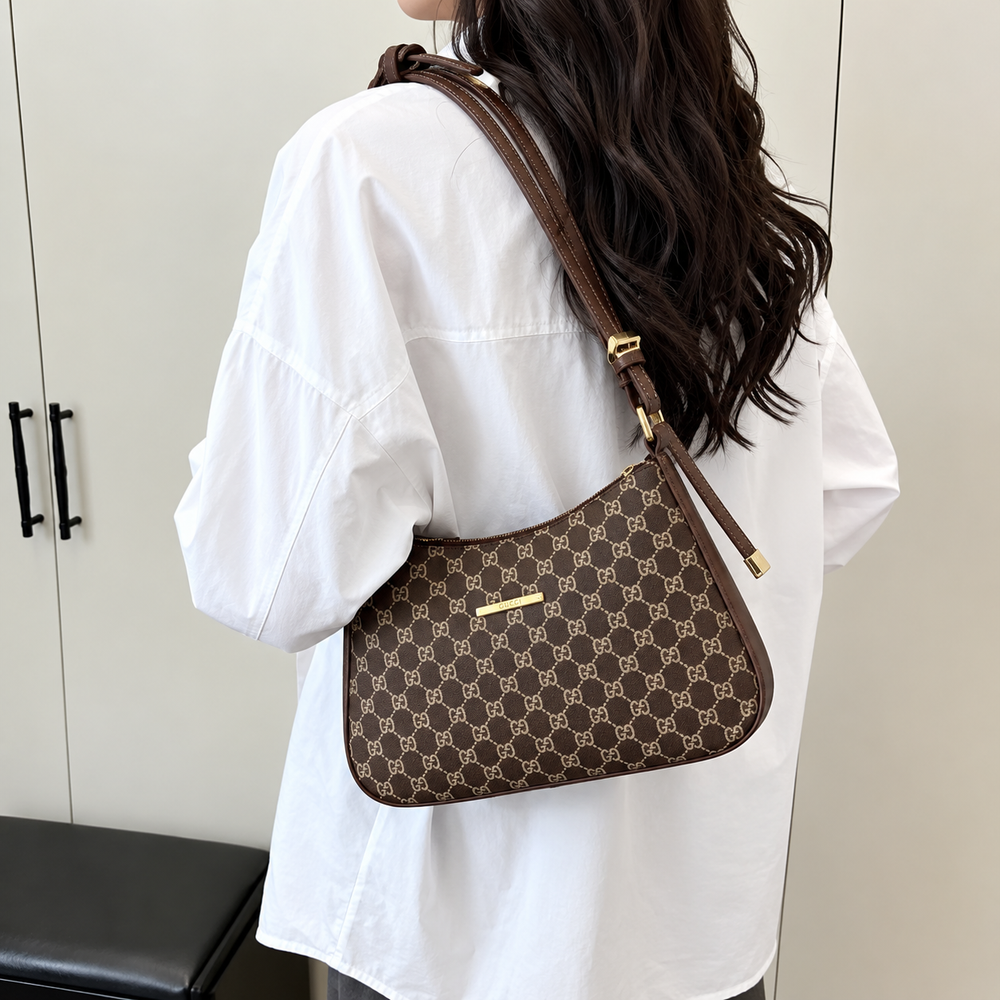 Brown Monogram Hobo Bag with Adjustable Strap – Women’s Shoulder Bag
