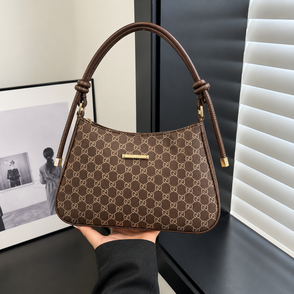 Brown Monogram Hobo Bag with Adjustable Strap – Women’s Shoulder Bag