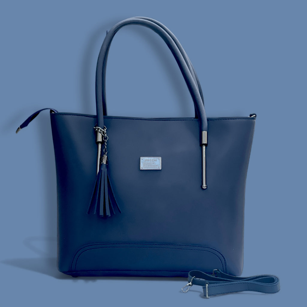 Black Classic Women’s Tote Bag with Metal Accents – Elegant Everyday Handbag - With Free Gift