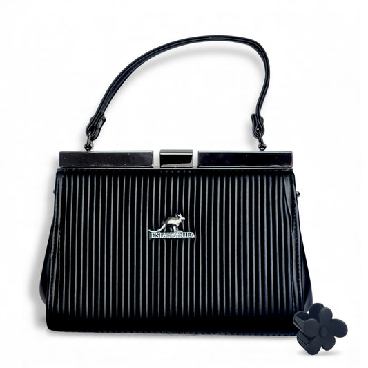 Elegant Pleated Top-Handle Hand Bag – Frame Closure, with chain Strap