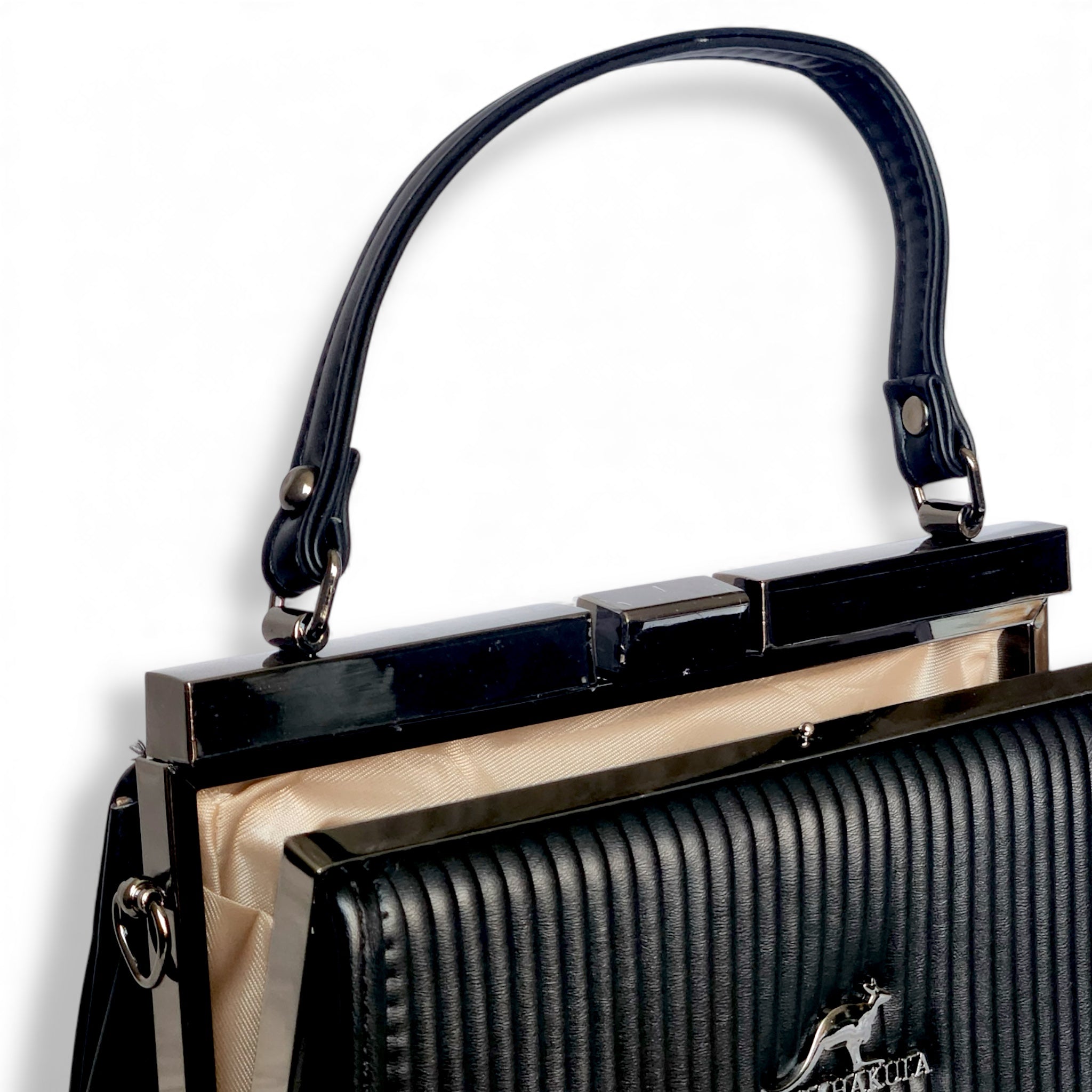 Elegant Pleated Top-Handle Hand Bag – Frame Closure, with chain Strap