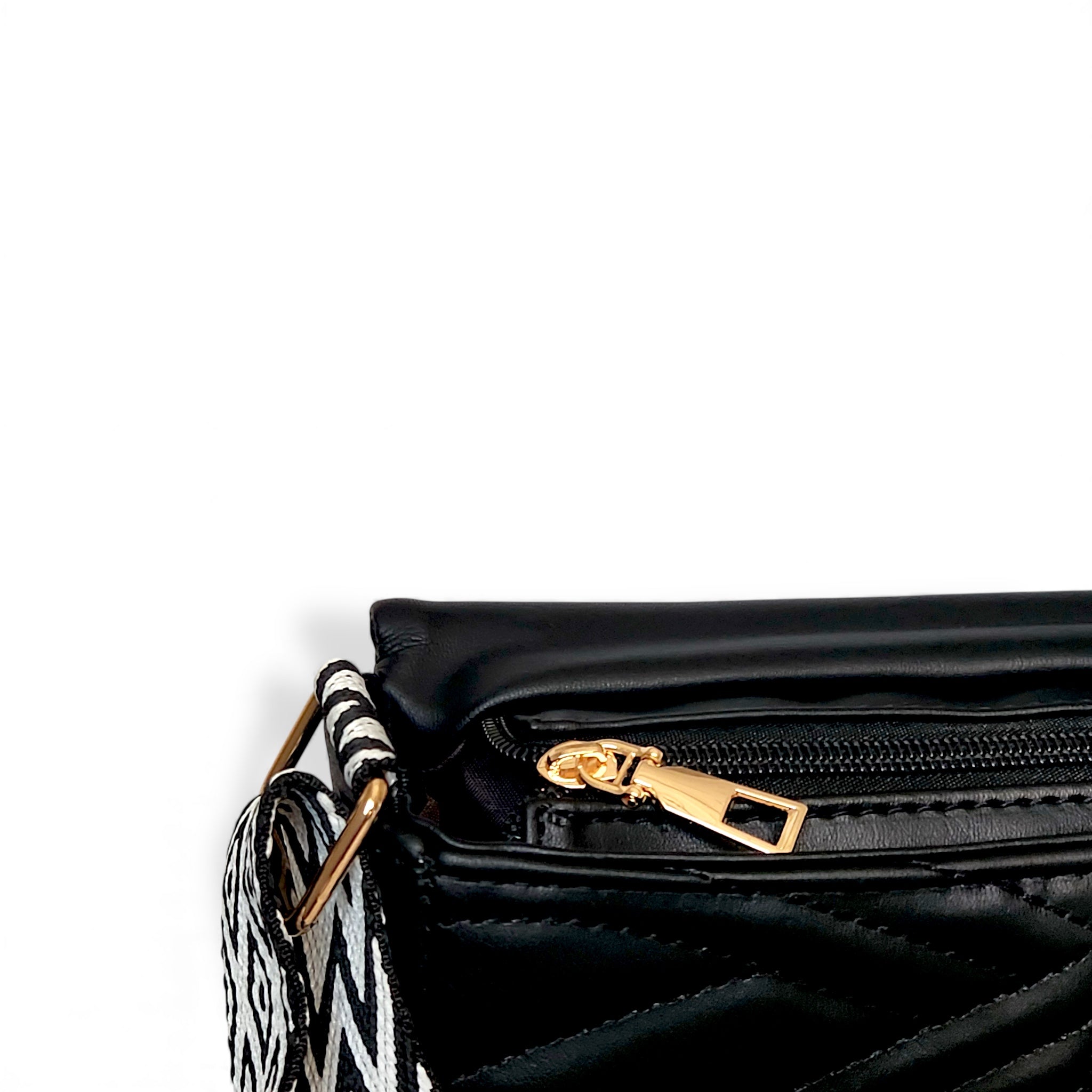 Black Quilted Flap Shoulder Bag with Twist Lock – Elegant Women’s Handbag - With Free Gift