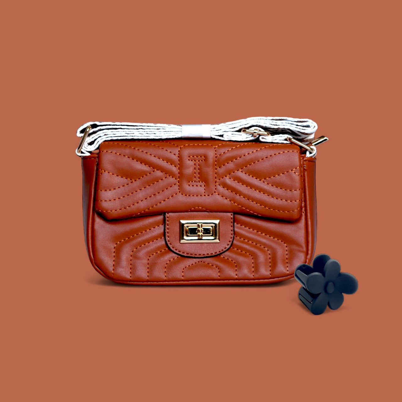 Quilted Flap Mini Shoulder Bag with Twist Lock – Elegant Women’s Handbag - With Free Gift