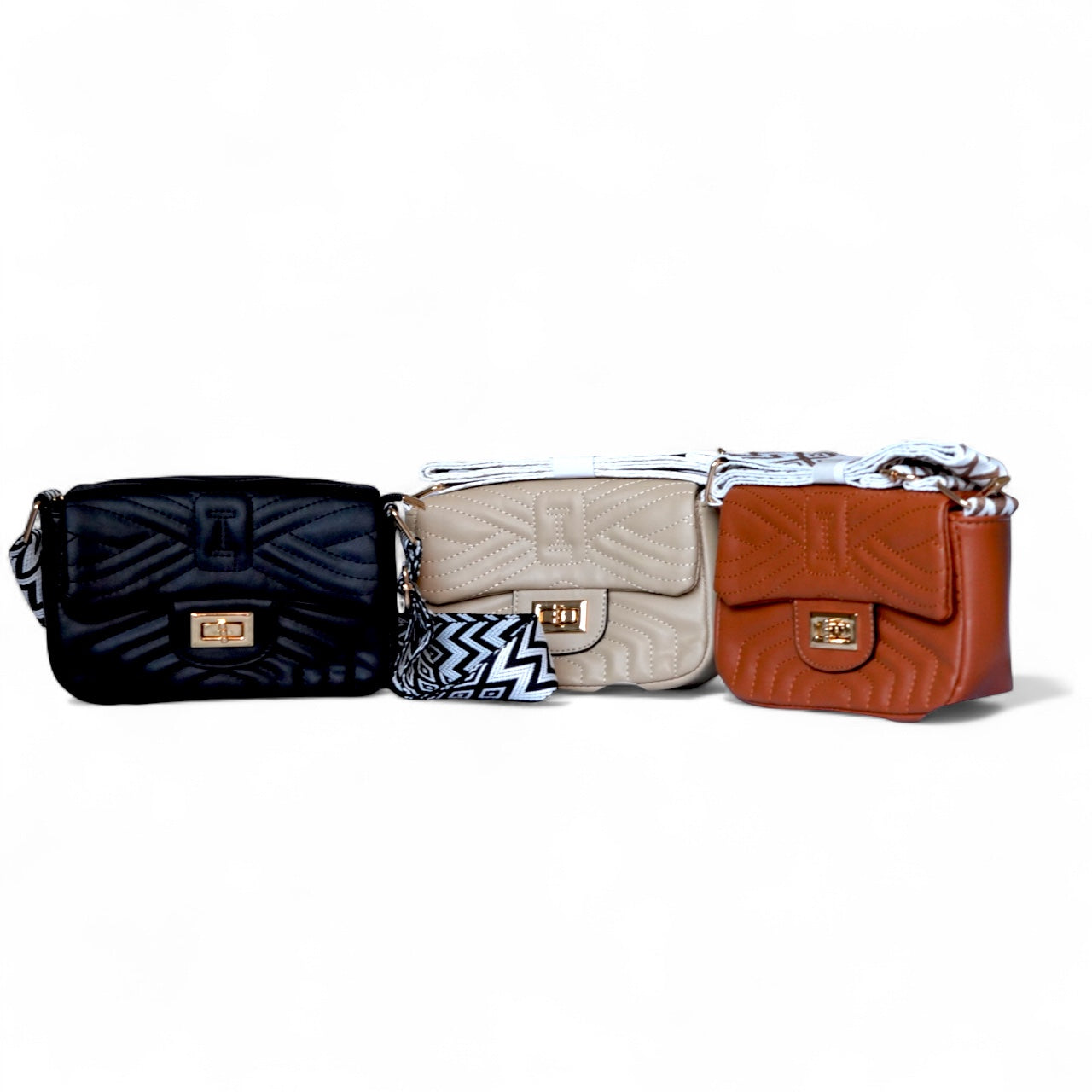 Quilted Flap Mini Shoulder Bag with Twist Lock – Elegant Women’s Handbag - With Free Gift