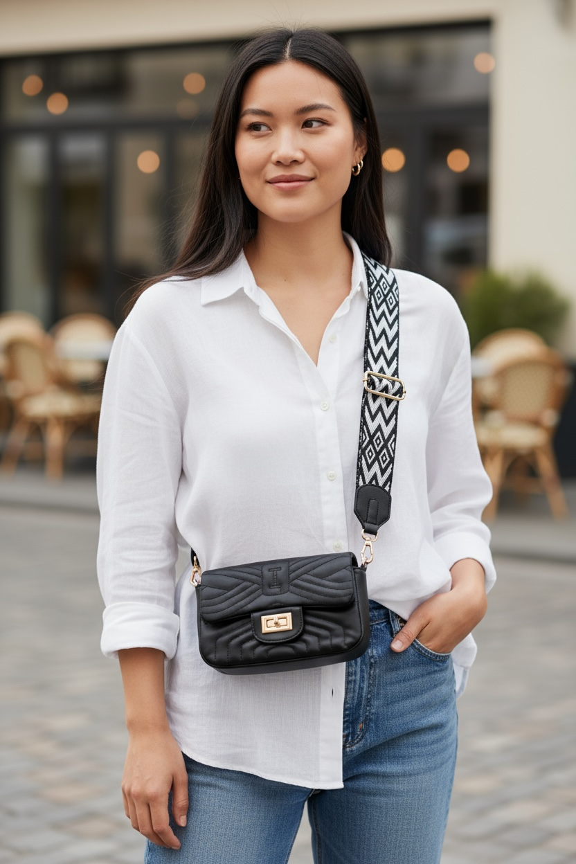 Quilted Flap Mini Shoulder Bag with Twist Lock – Elegant Women’s Handbag - With Free Gift