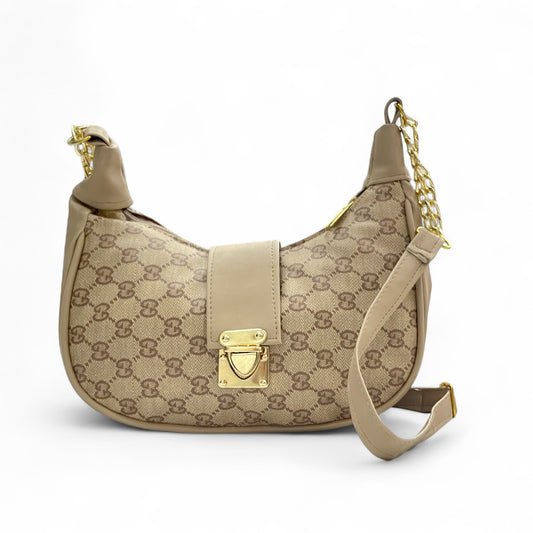 Beige Moon Bag – Elegant Shoulder & Crossbody