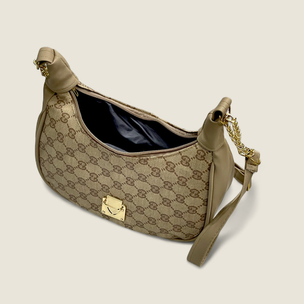 Beige Moon Bag – Elegant Shoulder & Crossbody