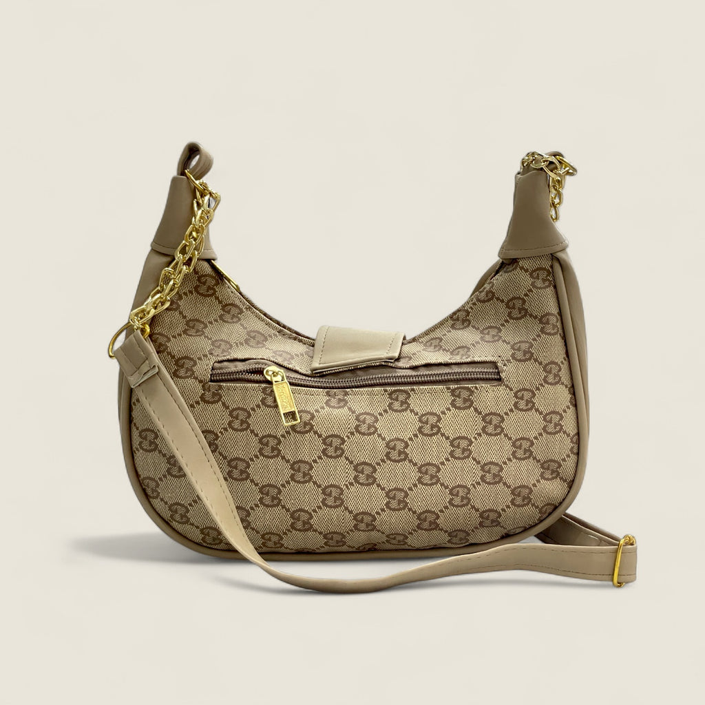 Beige Moon Bag – Elegant Shoulder & Crossbody