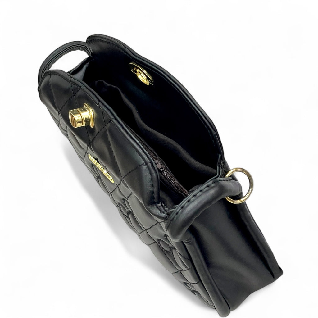 Black Quilted Crossbody Bag for Women - With a free gift