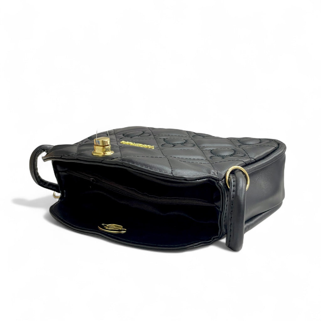 Black Quilted Crossbody Bag for Women - With a free gift
