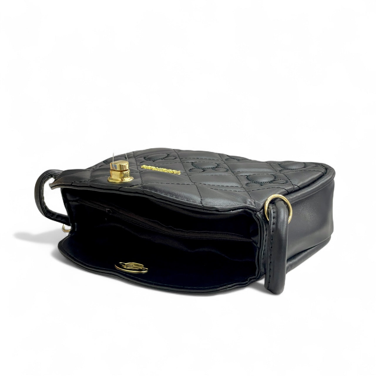 Black Quilted Crossbody Bag for Women - With a free gift