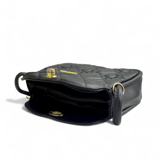 Black Quilted Crossbody Bag for Women - With a free gift