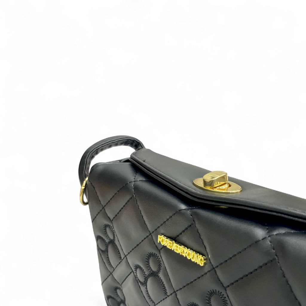 Black Quilted Crossbody Bag for Women - With a free gift