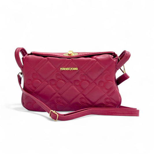 Maroon Quilted Crossbody Bag for Women - With a free gift