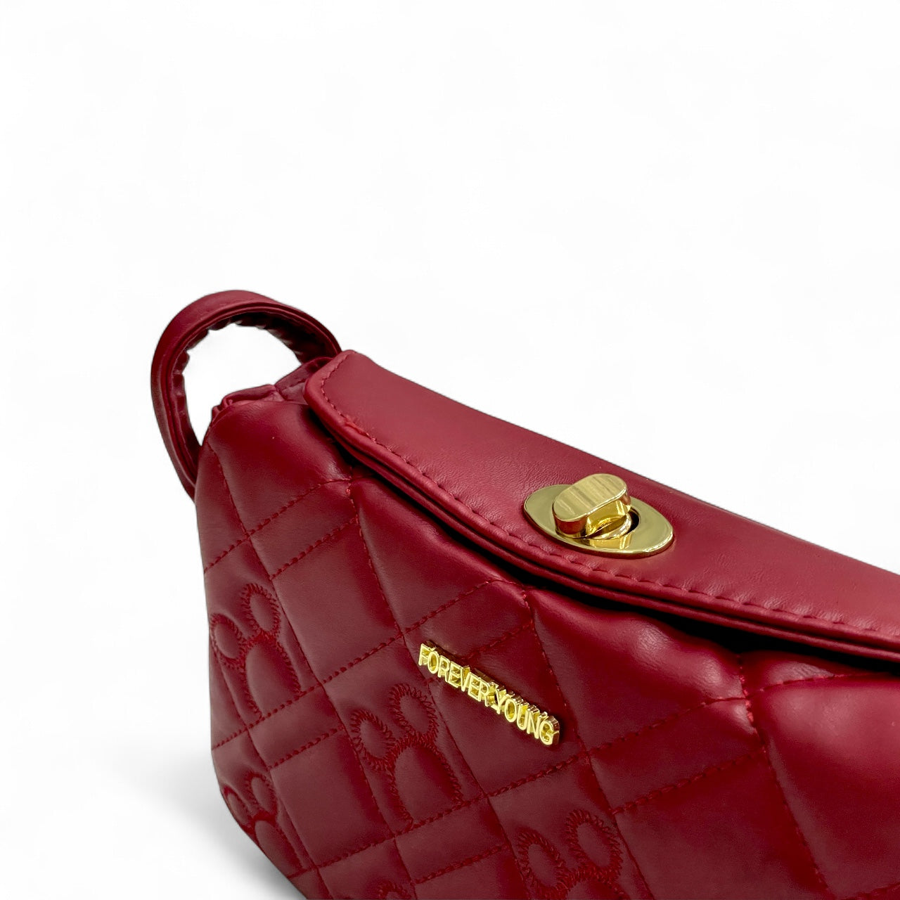 Maroon Quilted Crossbody Bag for Women - With a free gift