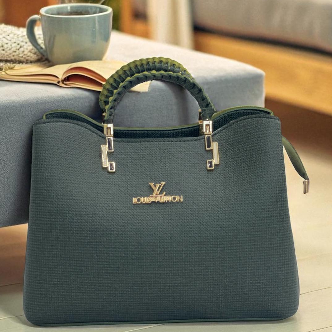 Green Luxury Designer Handbag with Braided Handle & Detachable Strap – Free Gift Included